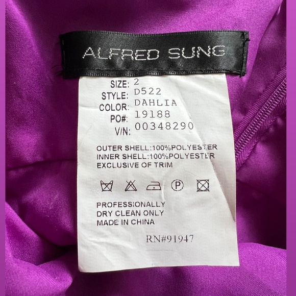 Alfred Sung Purple Dress - Size 2 - Picture 3 of 3